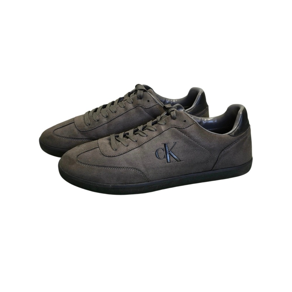 Calvin Klein Mens Low Profile Gray Sneakers SZ 13 Faux Suede